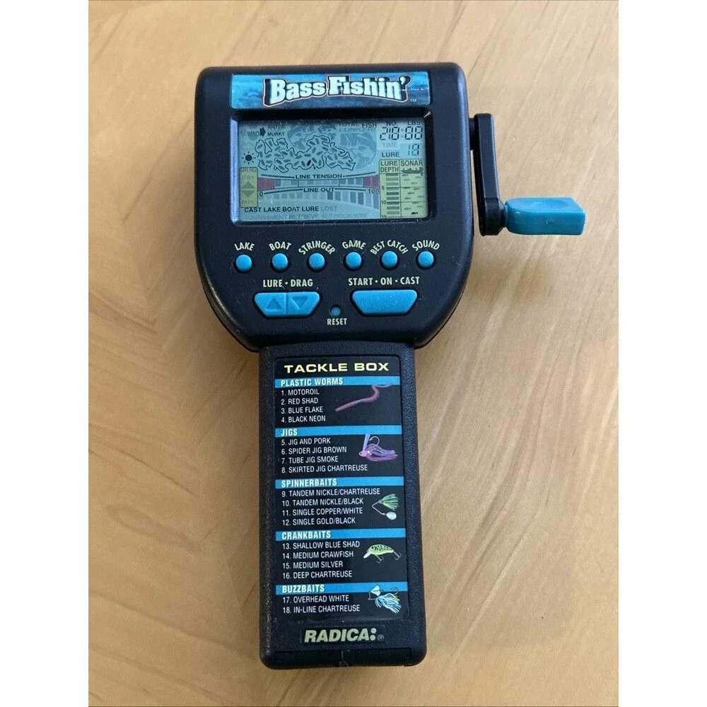 Vintage Radica Bass Fishin' Handheld 3732 Electronic Fishing Game 1996 Tested